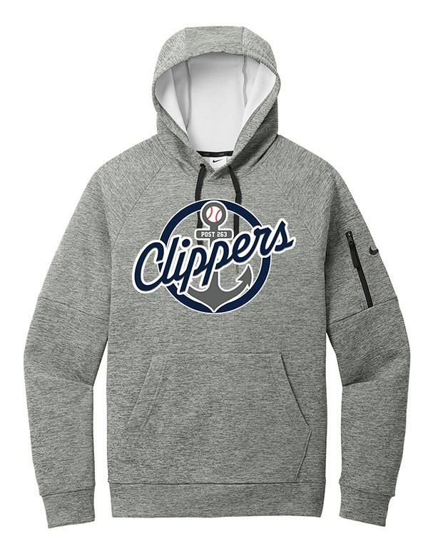 Dark Grey Heather Nike Therma-FIT Pocket Pullover Fleece Clipper Anchor Hoodie
