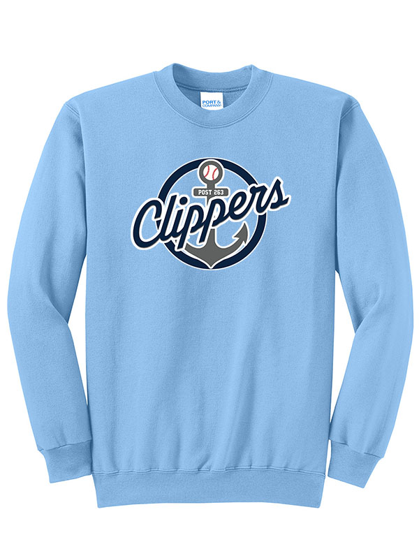 Carolina Blue Port & Co™ Core Fleece Clipper Anchor Crewneck Sweatshirt