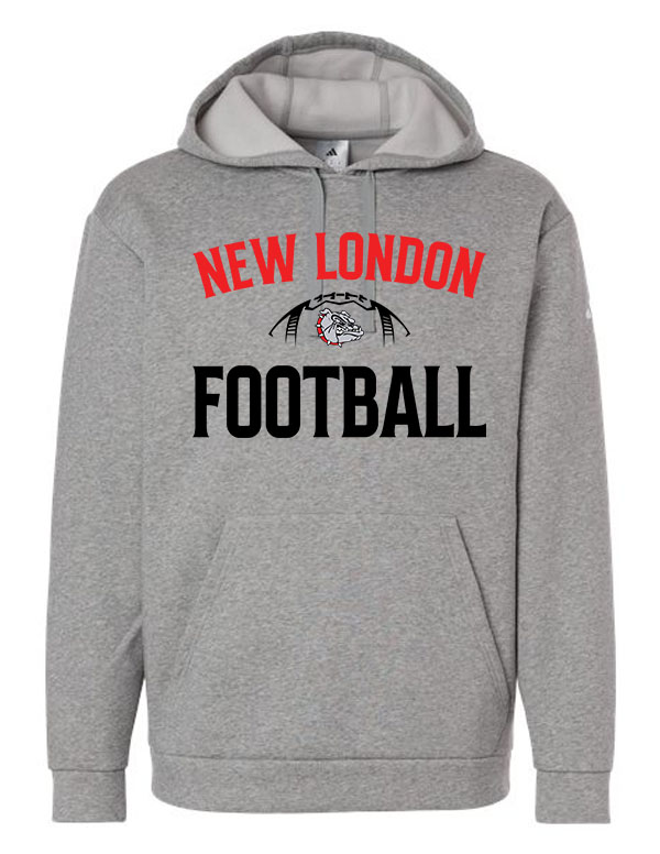 Medium Grey Heather New London Football Adidas Hooded Sweatshirt