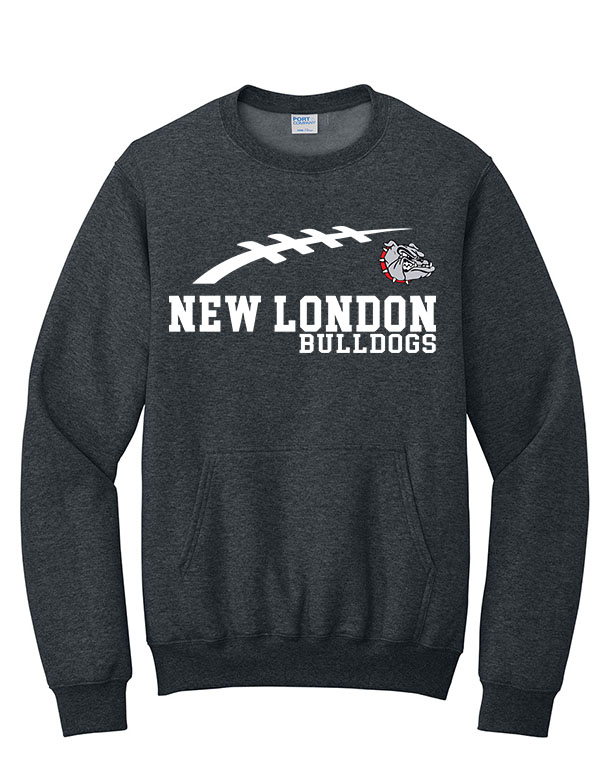 Dark Heather Grey New London Bulldogs Pocket Crewneck