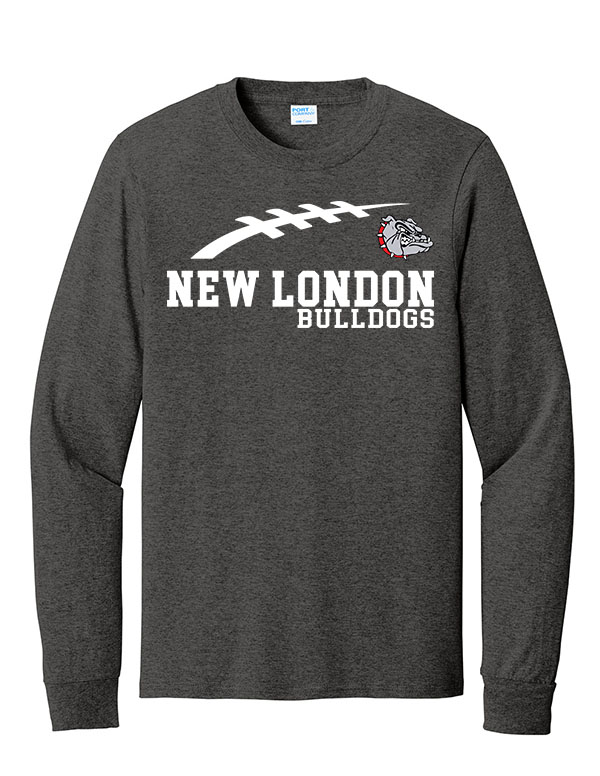 Dark Heather Grey New London Bulldogs Cotton Long Sleeve