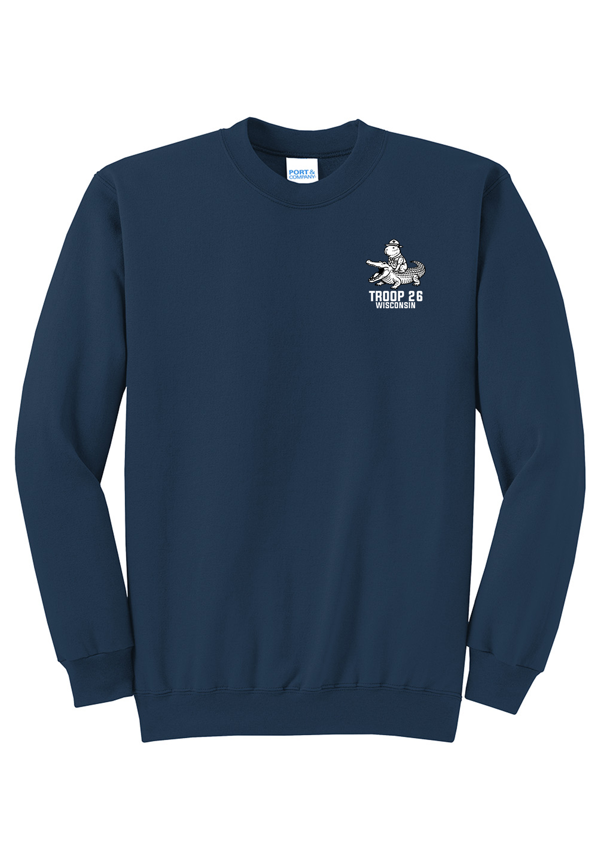 Navy Crewneck - Capybara Left Chest + Circle Back