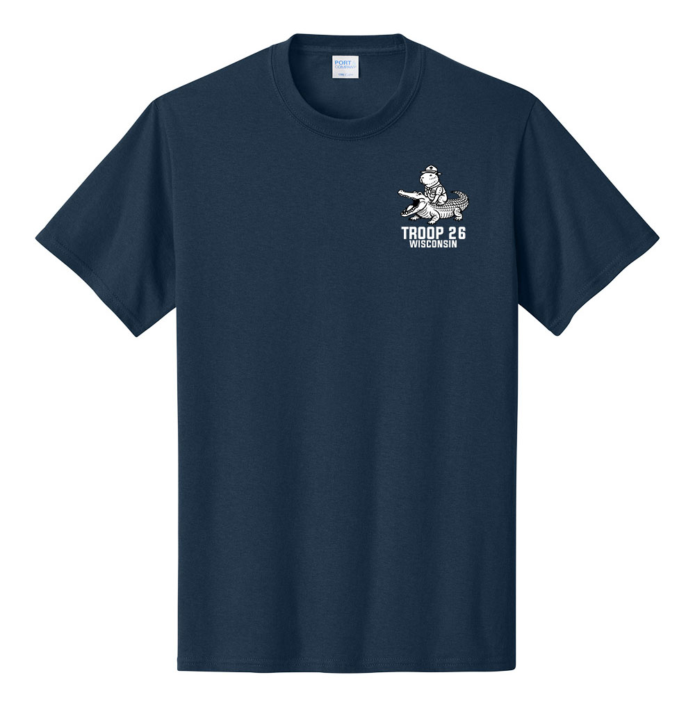 Navy Cotton Tee - Capybara Left Chest + Regular Back