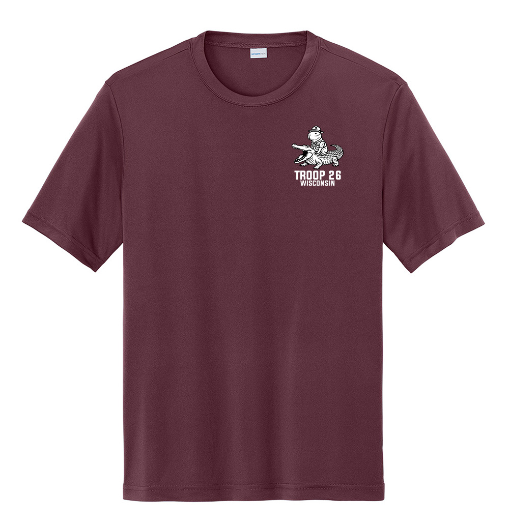 Maroon Performance Tee - Capybara Left Chest + Circle Back
