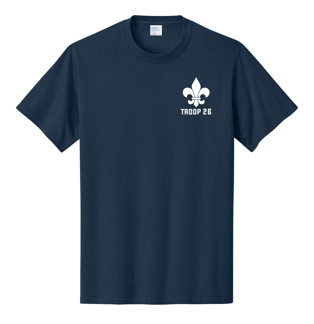Navy Cotton Tee - Troop 26 Left Chest + Circle Back