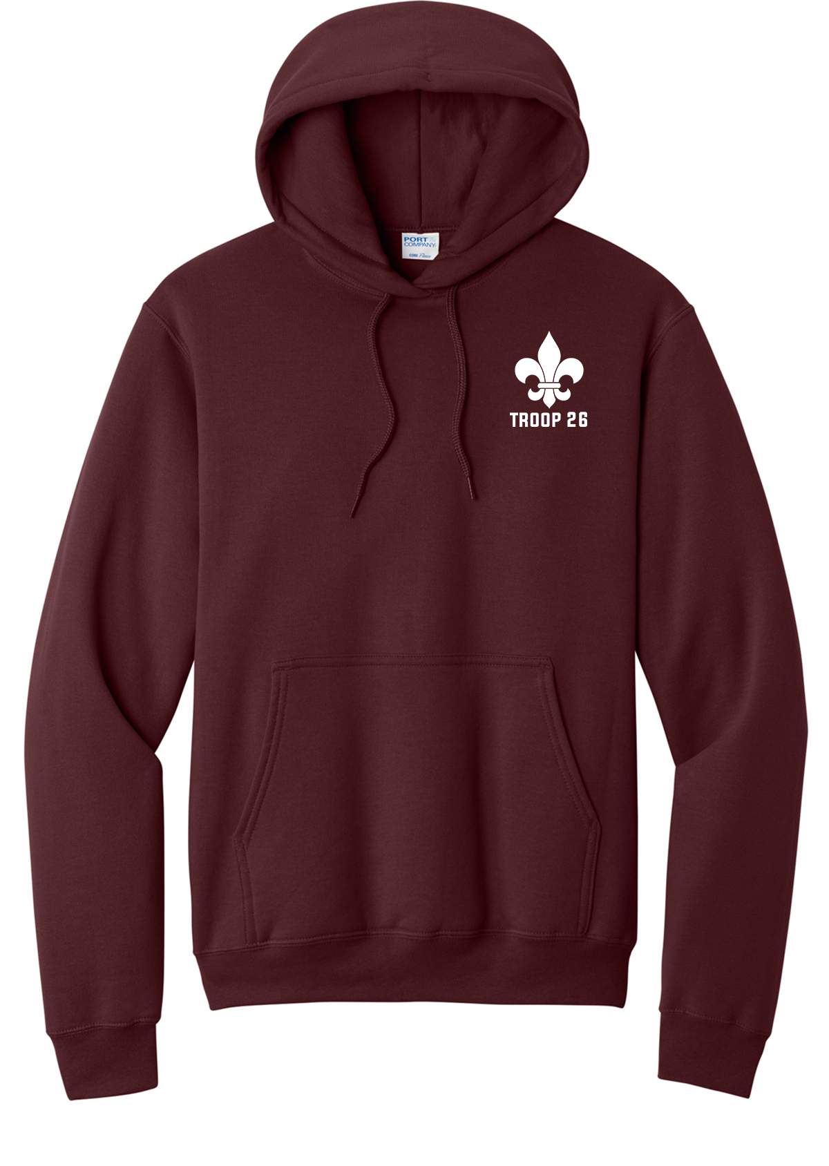 Maroon Hoodie - Troop 26 Left Chest + Regular Back