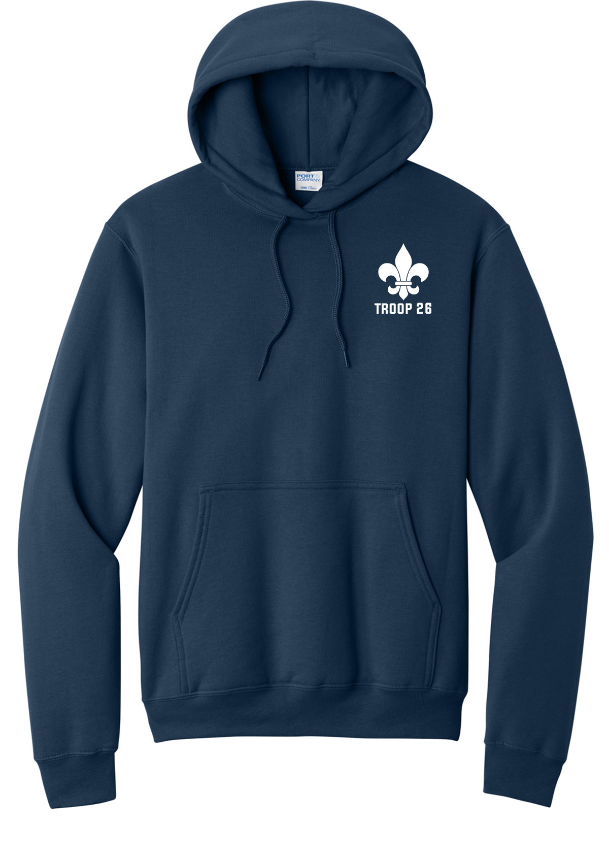 Navy Hoodie - Troop 26 Left Chest + Circle Back