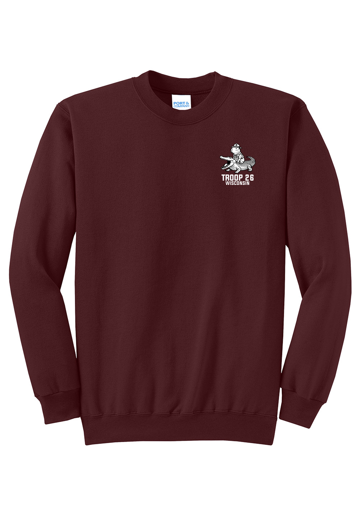 Maroon Crewneck - Capybara Left Chest + Regular Back