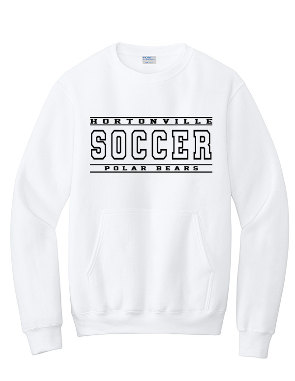 White Hortonville Soccer Basic Pocket Crewneck