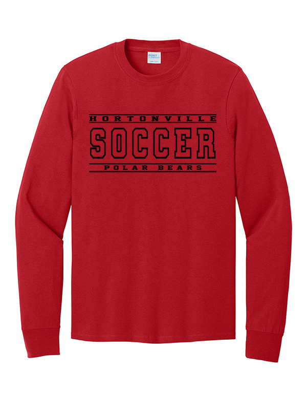 Red Hortonville Soccer Basic Cotton Long Sleeve