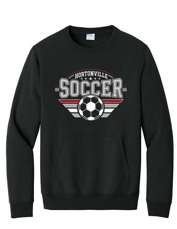 Jet Black Hortonville Soccer Championship Pocket Crewneck