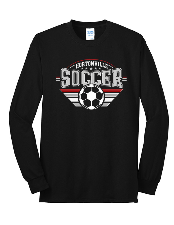 Jet Black Hortonville Soccer Championship Core Blend Long Sleeve