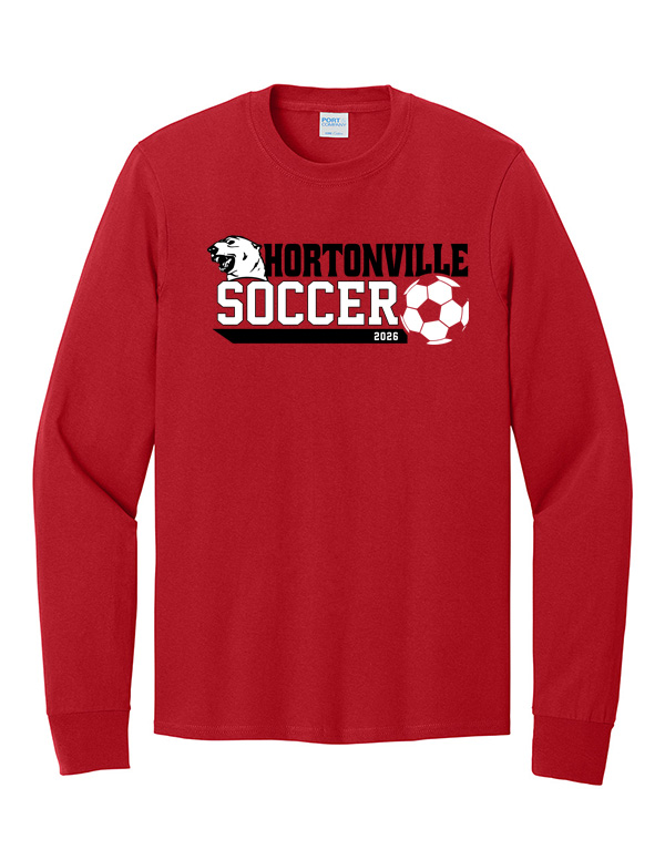 Red Hortonville Soccer Polar Bear Cotton Long Sleeve