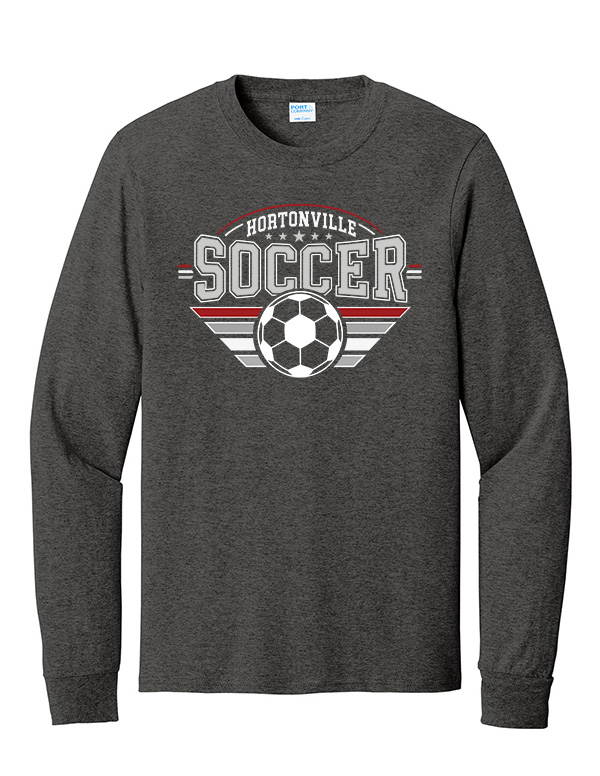 Dark Heather Grey Hortonville Soccer Championship Cotton Long Sleeve