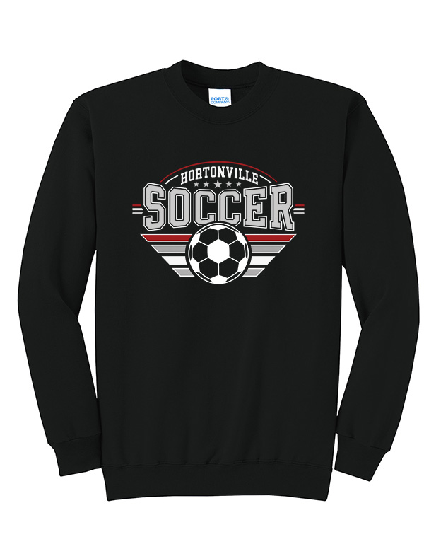 Jet Black Hortonville Soccer Championship Crewneck