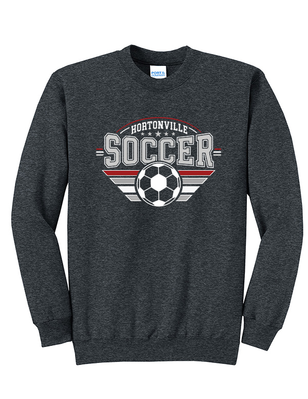 Dark Heather Grey Hortonville Soccer Championship Crewneck 