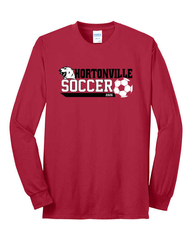 Red Hortonville Soccer Polar Bear Core Blend Long Sleeve