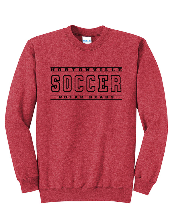 Heather Red Hortonville Soccer Basic Crewneck