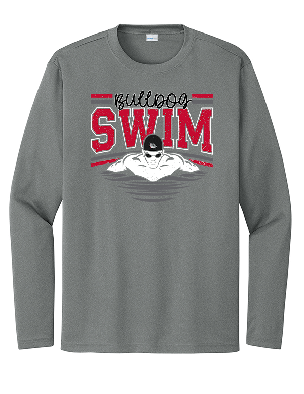 Iron Grey Heather Cursive Swim Dri-Fit Long Sleeve