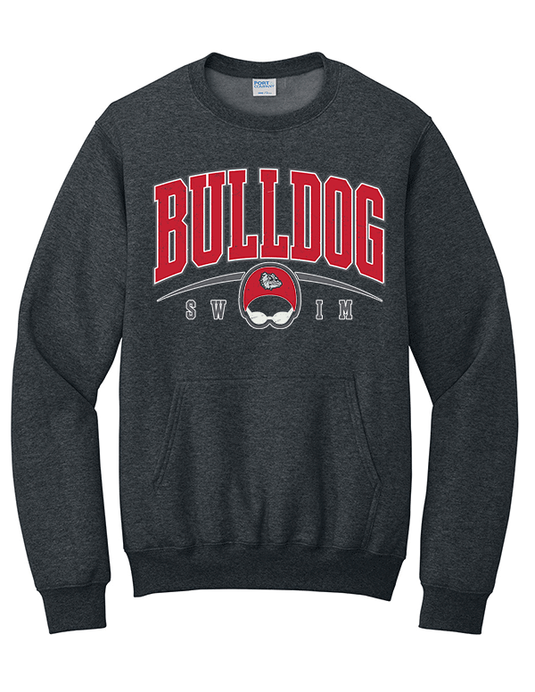 Dark Heather Grey Bulldog Swim Pocket Crewneck