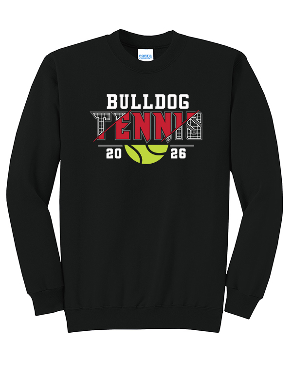 Jet Black  Bulldog Tennis Crewneck