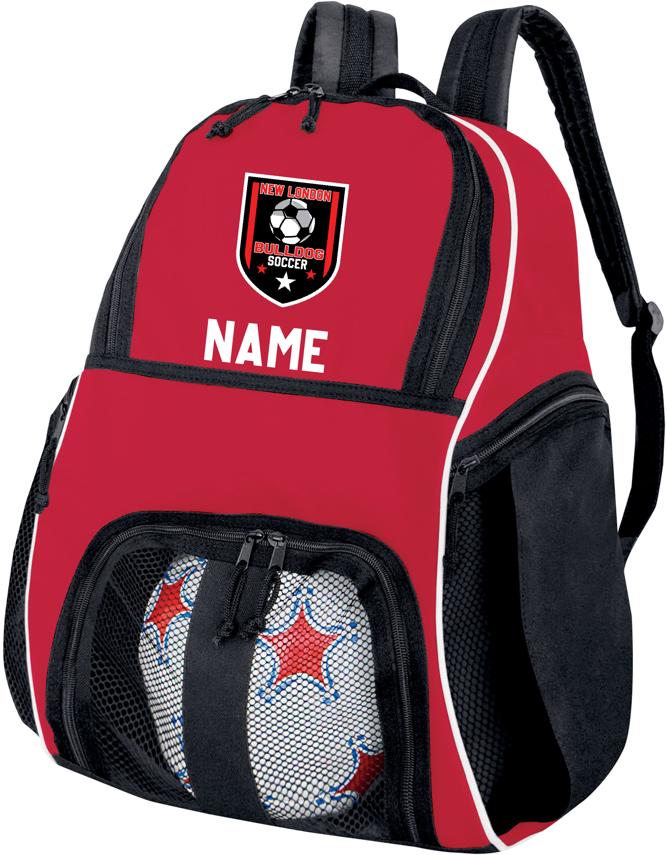 Scarlet/Black/White New London Soccer Backpack
