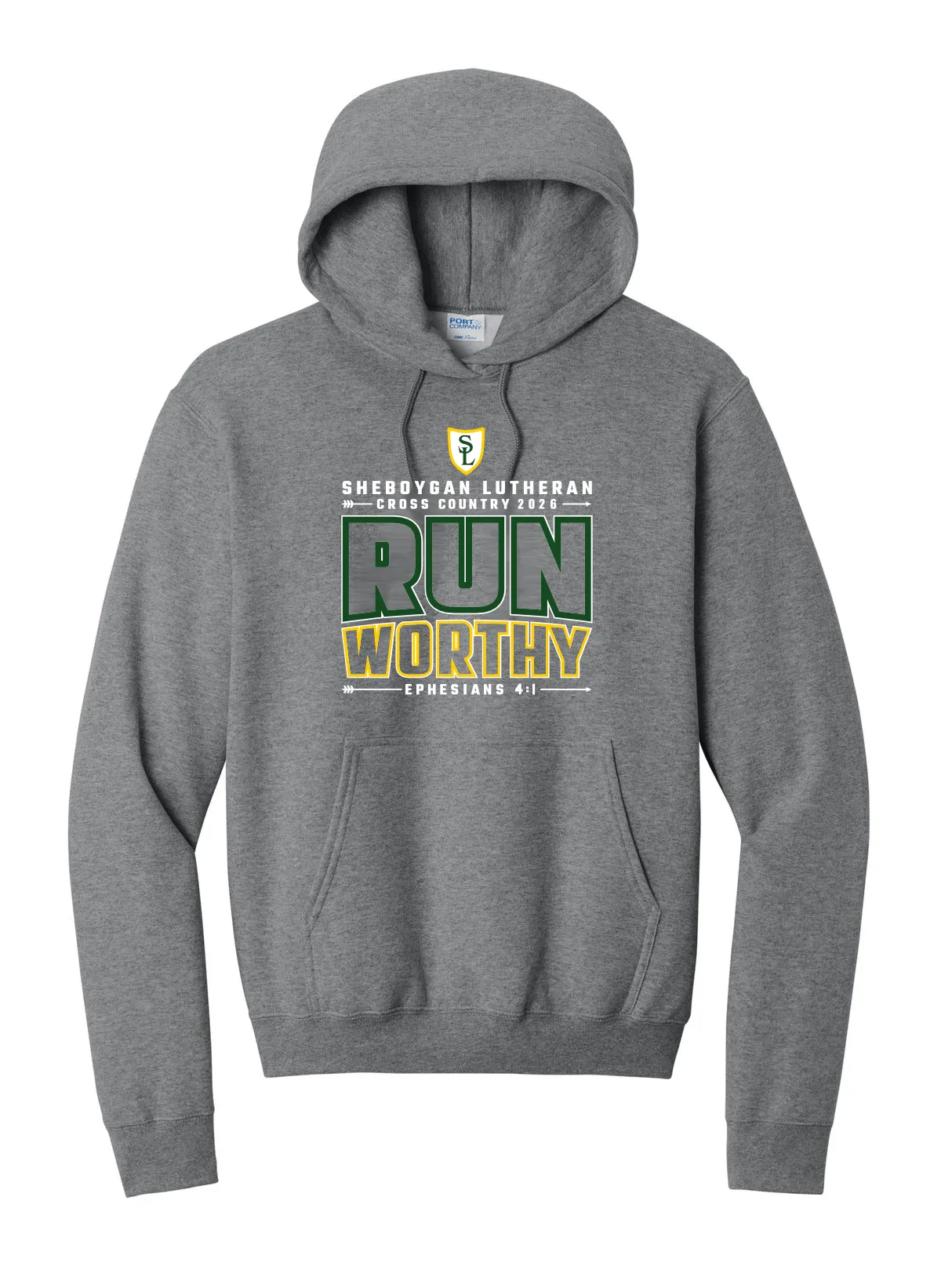 Graphite Heather Sheboygan Lutheran CC Soft Cotton Hoodie