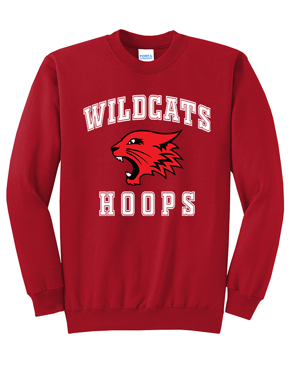 Red Wildcat Hoops Fleece Crewneck Sweatshirt
