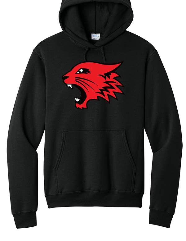Jet Black Wildcat Core Fleece Pullover Hooded Sweatshirt