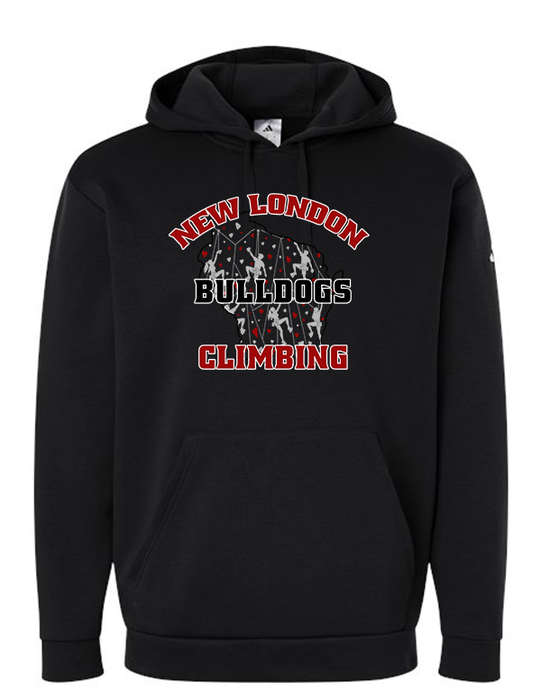 Black WI Bulldog Climbing Adidas Men's Fleece Hooded Sweatshirt