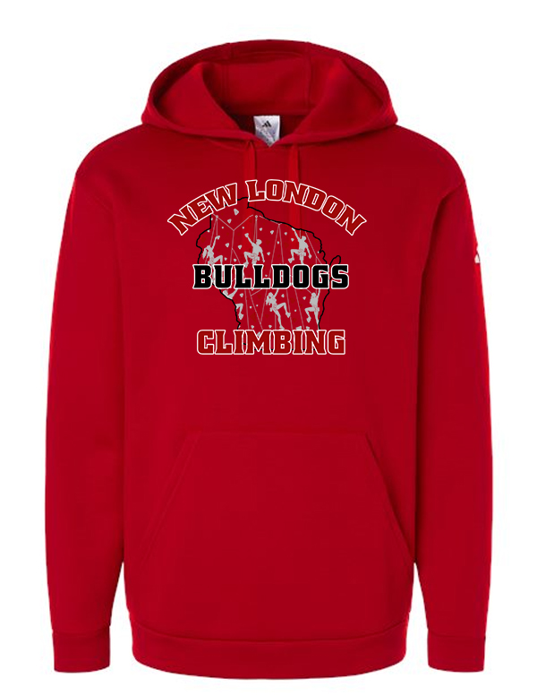 Team Power Red WI Bulldog Climbing Adidas Men's Fleece Hooded Sweatshirt