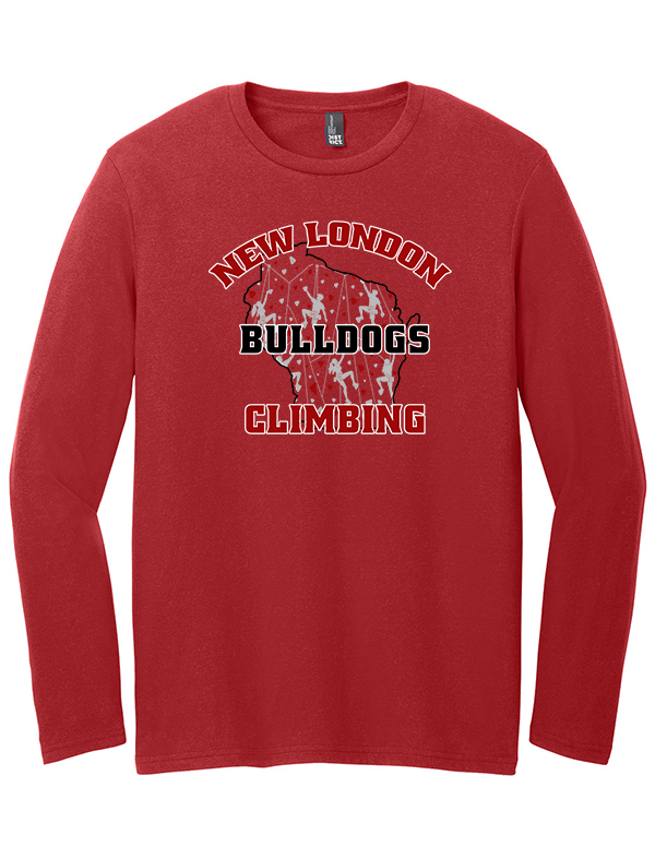 Classic Red  WI Bulldog Climbing Soft Cotton Long Sleeve Tee