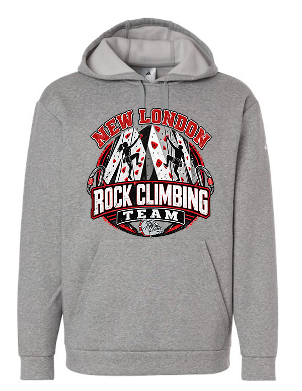 Medium Grey Heather  Climbing Wall Adidas Men's Fleece Hooded Sweatshirt