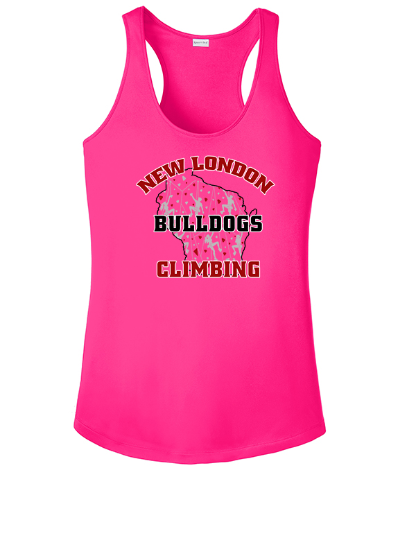 Neon Pink WI Bulldog Climbing Ladies Competitor Racerback Tank