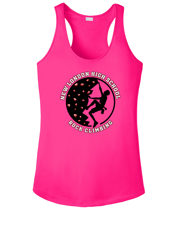 Neon Pink Circle Logo Ladies Competitor Racerback Tank