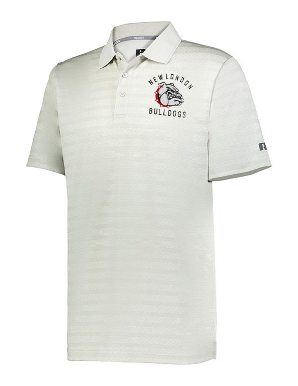 Grid Iron Silver Embroidered Sideline Striped Polo