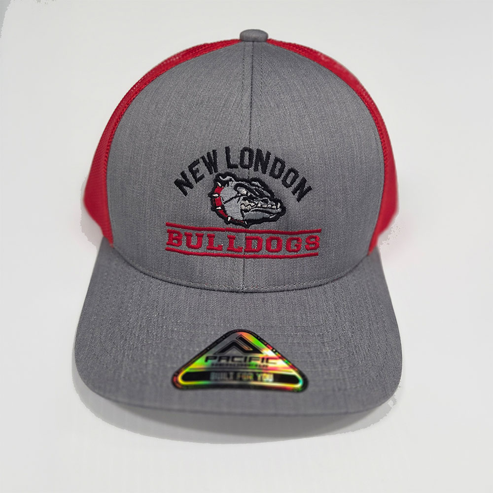 Heather Grey/Red - P1141 New London Bulldogs Adjustable Hats