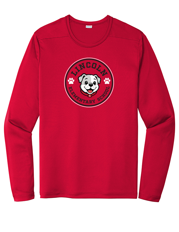 True Red Lincoln Bulldog Circle Performance Long Sleeve Tee