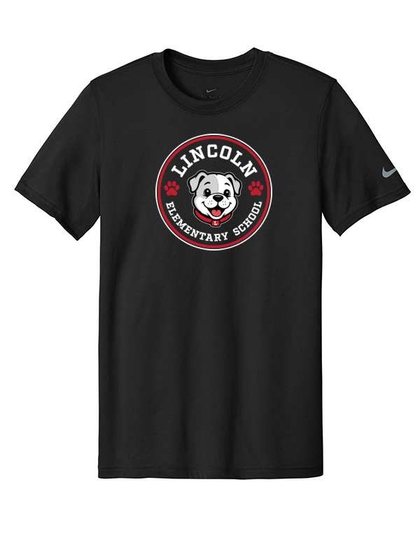 Black Lincoln Bulldog Circle Nike Swoosh Sleeve Tee
