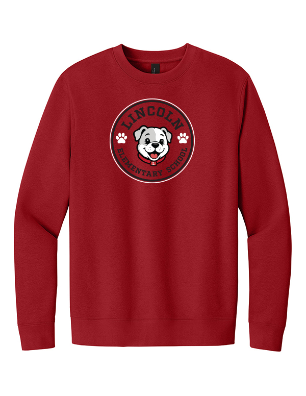 Classic Red Lincoln Bulldog Circle VIT Fleece Crew