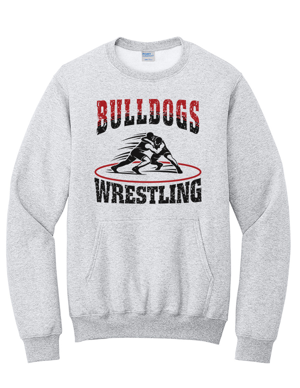 Ash BD Wrestling Mat Port & Co™ Core Fleece Crewneck Pocket Sweatshirt