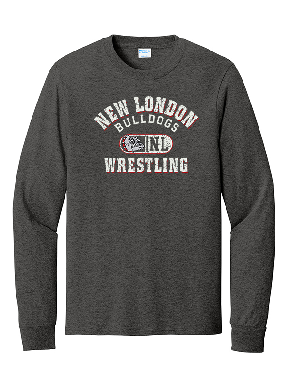 Dark Heather Grey NLB Wrestling Port & Co™ Long Sleeve Core Cotton Tee