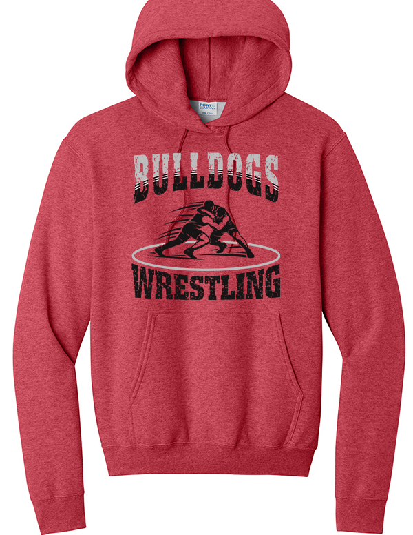 Heather Red BD Wrestling Mat Port & Company® Core Fleece Pullover Hooded Sweatshirt